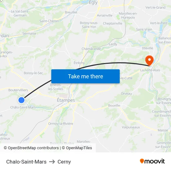 Chalo-Saint-Mars to Cerny map