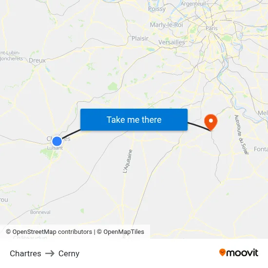 Chartres to Cerny map