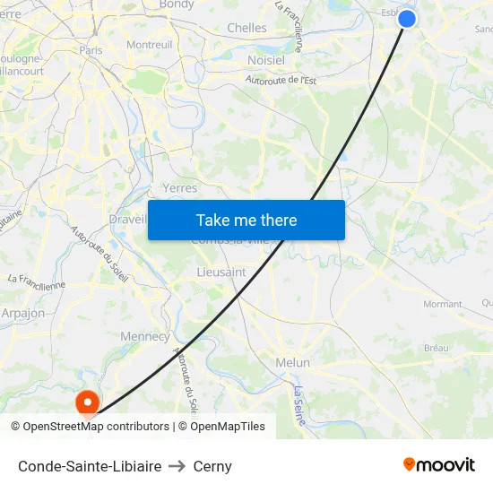 Conde-Sainte-Libiaire to Cerny map