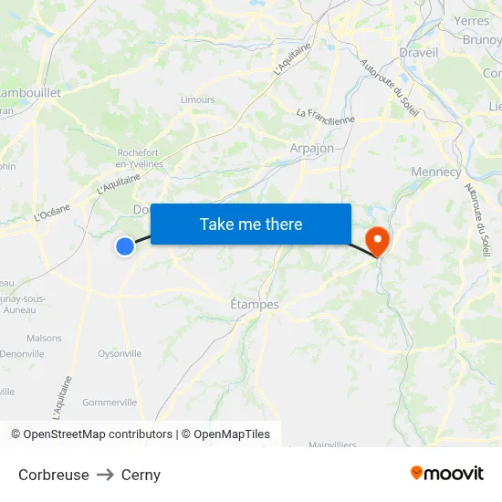 Corbreuse to Cerny map