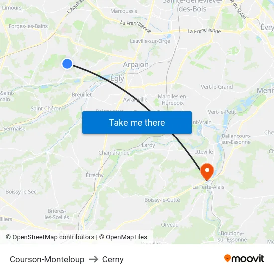 Courson-Monteloup to Cerny map