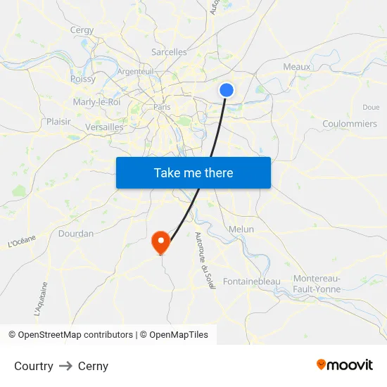 Courtry to Cerny map