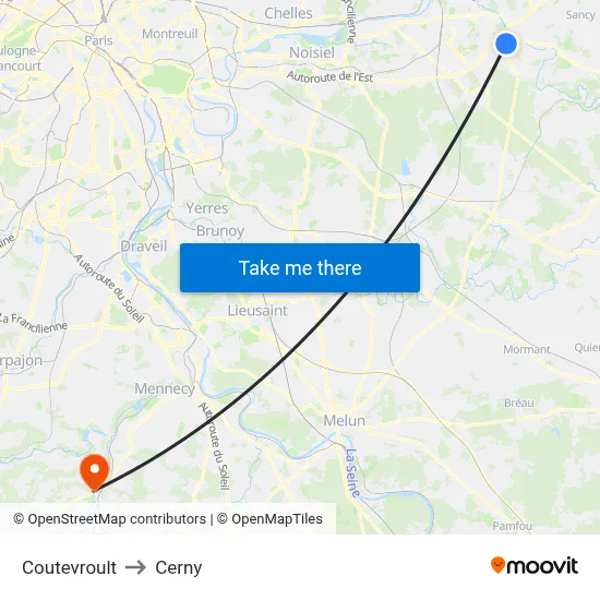 Coutevroult to Cerny map