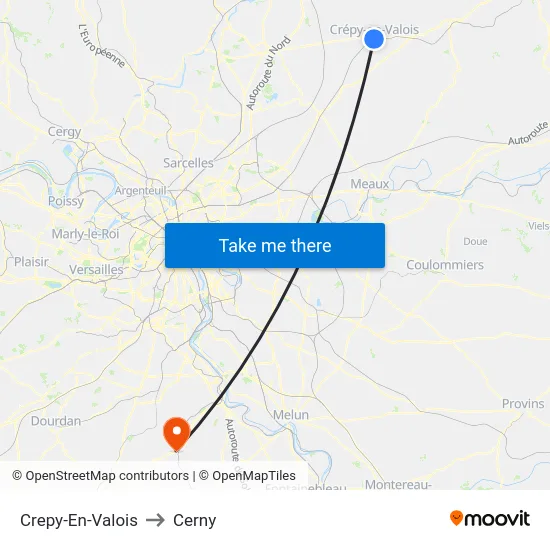 Crepy-En-Valois to Cerny map