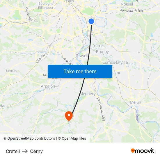 Creteil to Cerny map