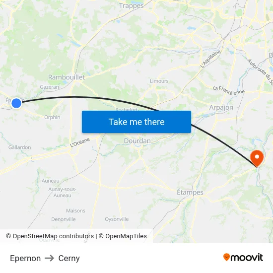 Epernon to Cerny map