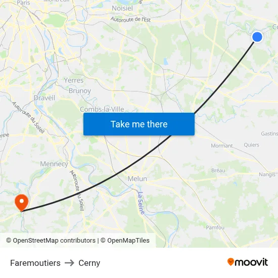 Faremoutiers to Cerny map