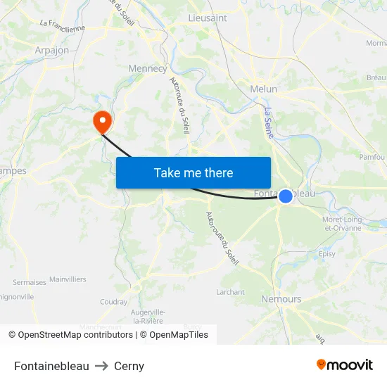 Fontainebleau to Cerny map