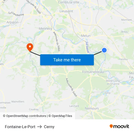 Fontaine-Le-Port to Cerny map