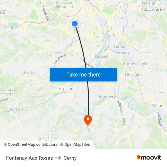 Fontenay-Aux-Roses to Cerny map