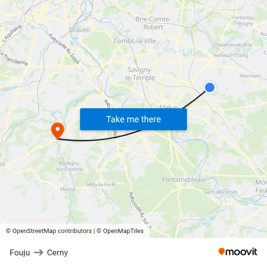 Fouju to Cerny map