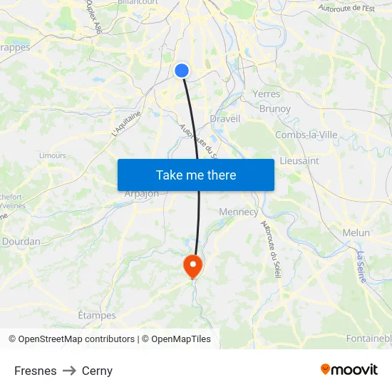 Fresnes to Cerny map
