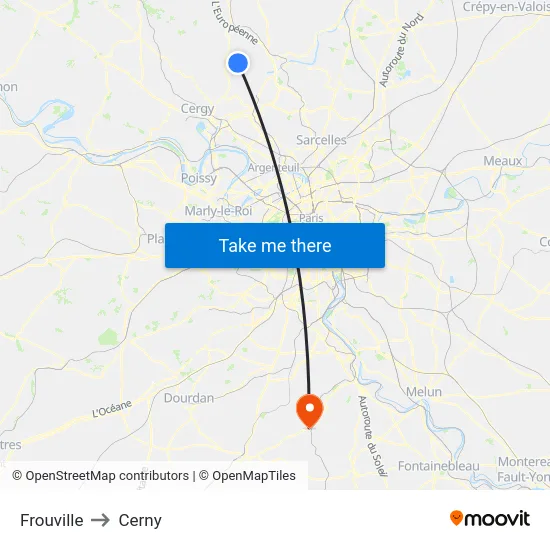 Frouville to Cerny map