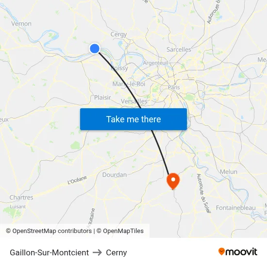 Gaillon-Sur-Montcient to Cerny map