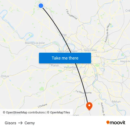 Gisors to Cerny map