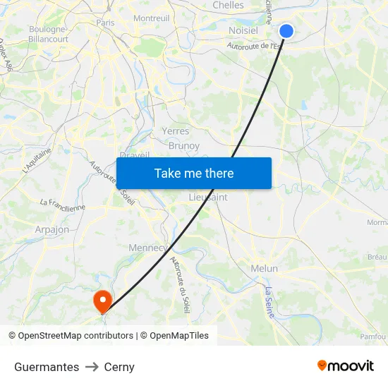 Guermantes to Cerny map