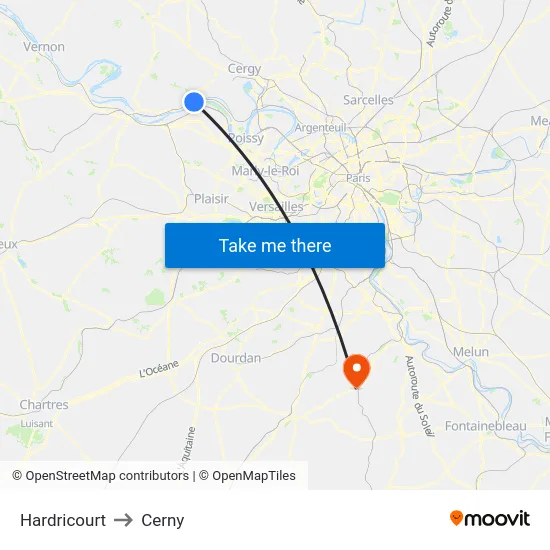 Hardricourt to Cerny map