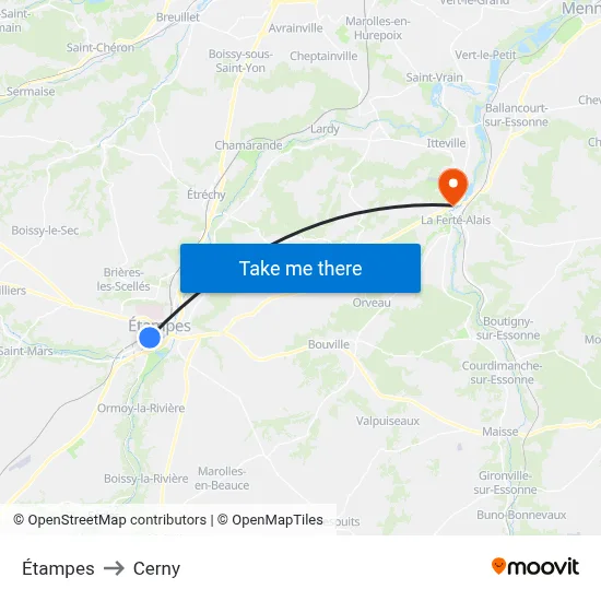 Étampes to Cerny map