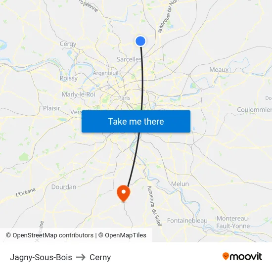 Jagny-Sous-Bois to Cerny map