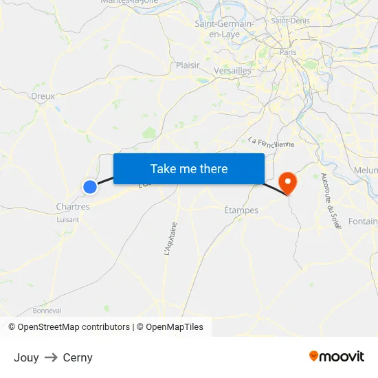 Jouy to Cerny map