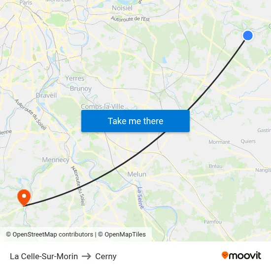 La Celle-Sur-Morin to Cerny map