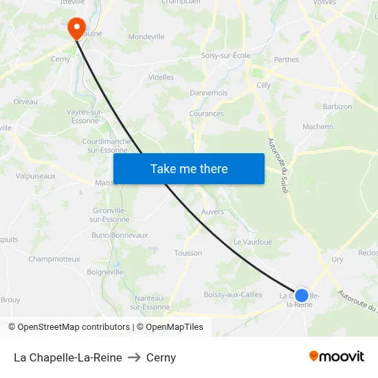 La Chapelle-La-Reine to Cerny map