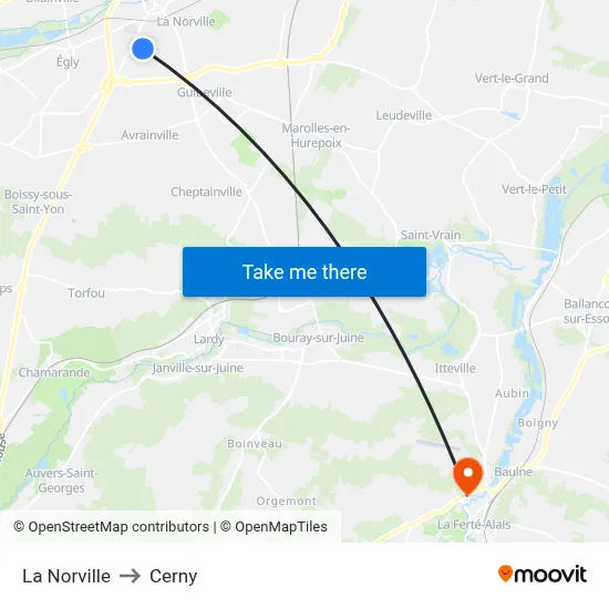 La Norville to Cerny map