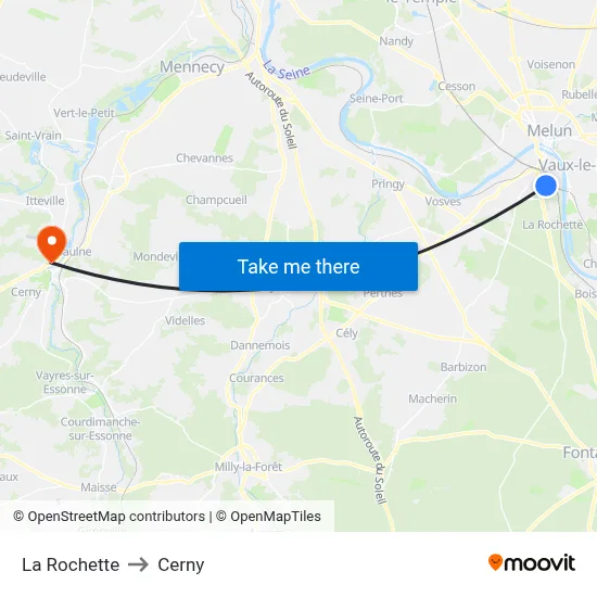 La Rochette to Cerny map