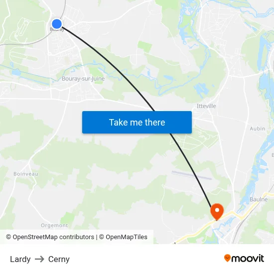 Lardy to Cerny map