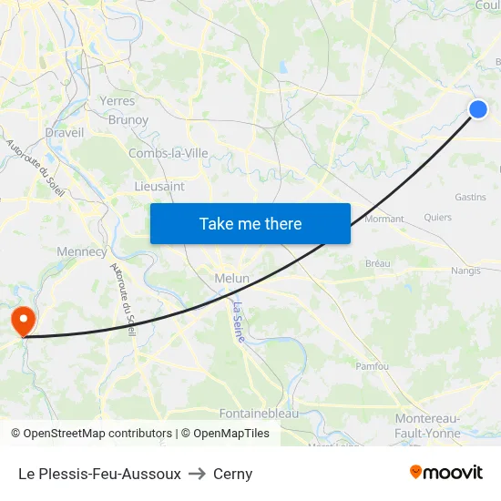 Le Plessis-Feu-Aussoux to Cerny map