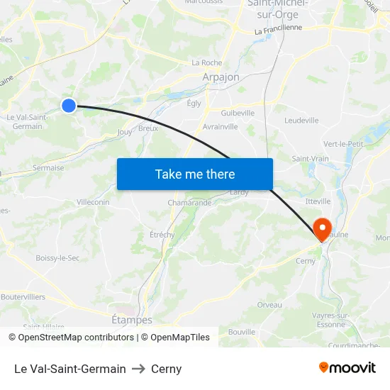 Le Val-Saint-Germain to Cerny map