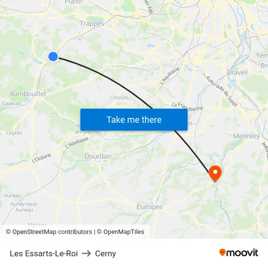 Les Essarts-Le-Roi to Cerny map