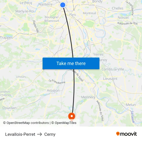 Levallois-Perret to Cerny map