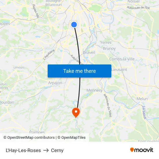 L'Hay-Les-Roses to Cerny map
