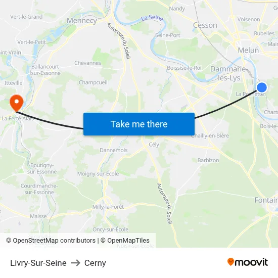 Livry-Sur-Seine to Cerny map