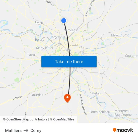 Maffliers to Cerny map