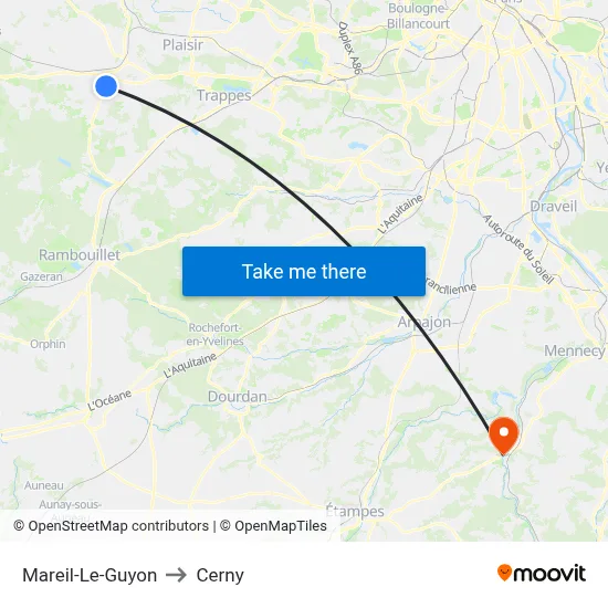 Mareil-Le-Guyon to Cerny map
