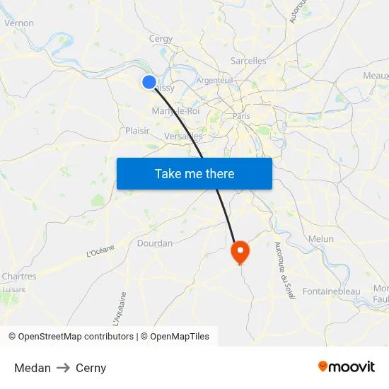 Medan to Cerny map