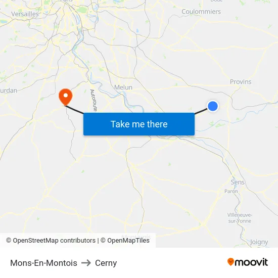 Mons-En-Montois to Cerny map