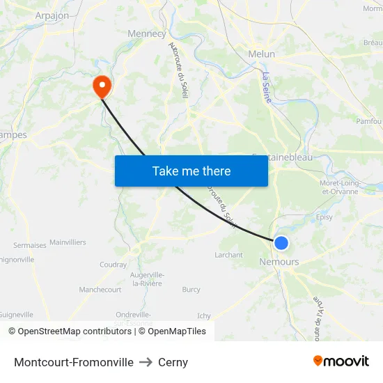Montcourt-Fromonville to Cerny map