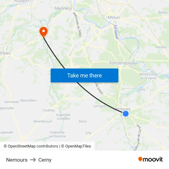 Nemours to Cerny map