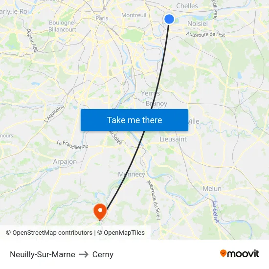 Neuilly-Sur-Marne to Cerny map