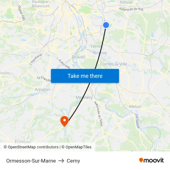 Ormesson-Sur-Marne to Cerny map