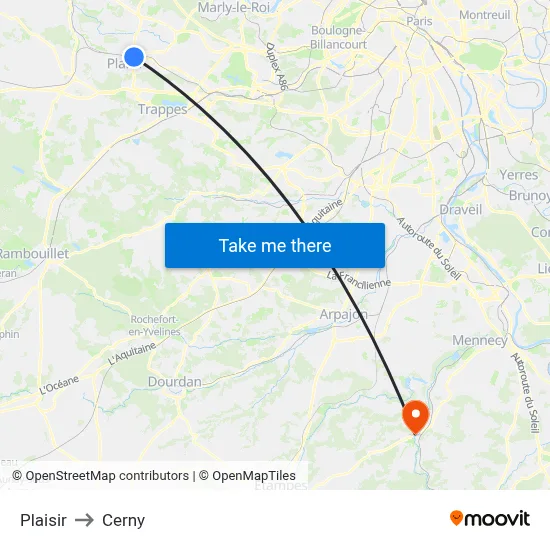 Plaisir to Cerny map