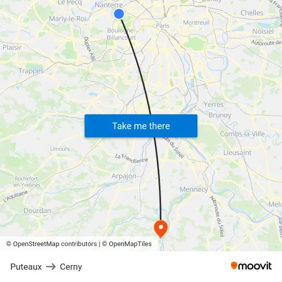 Puteaux to Cerny map
