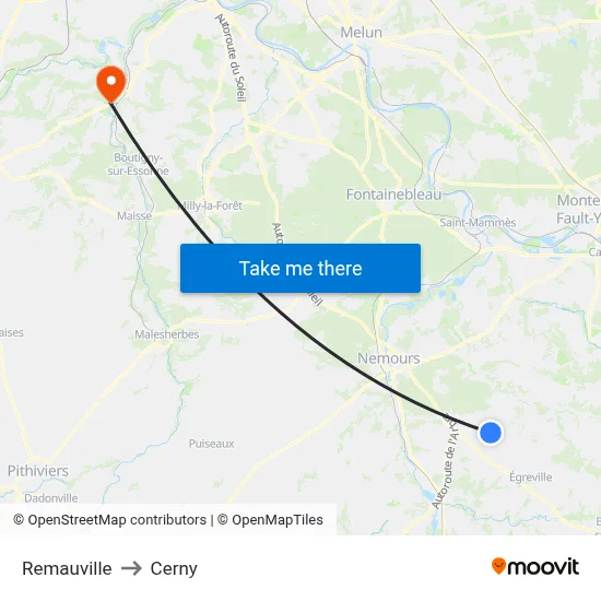 Remauville to Cerny map