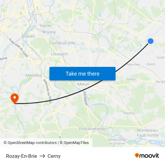 Rozay-En-Brie to Cerny map