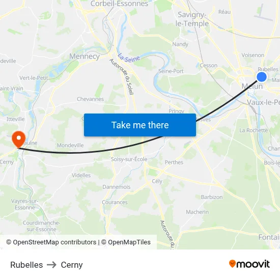 Rubelles to Cerny map