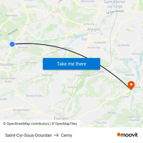 Saint-Cyr-Sous-Dourdan to Cerny map