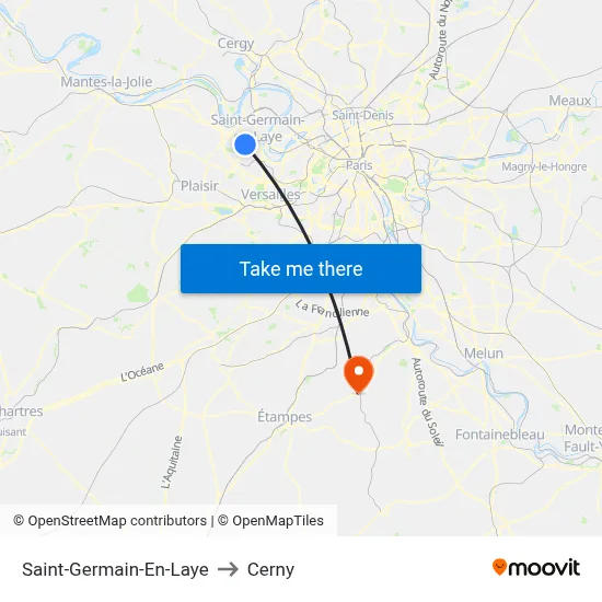 Saint-Germain-En-Laye to Cerny map